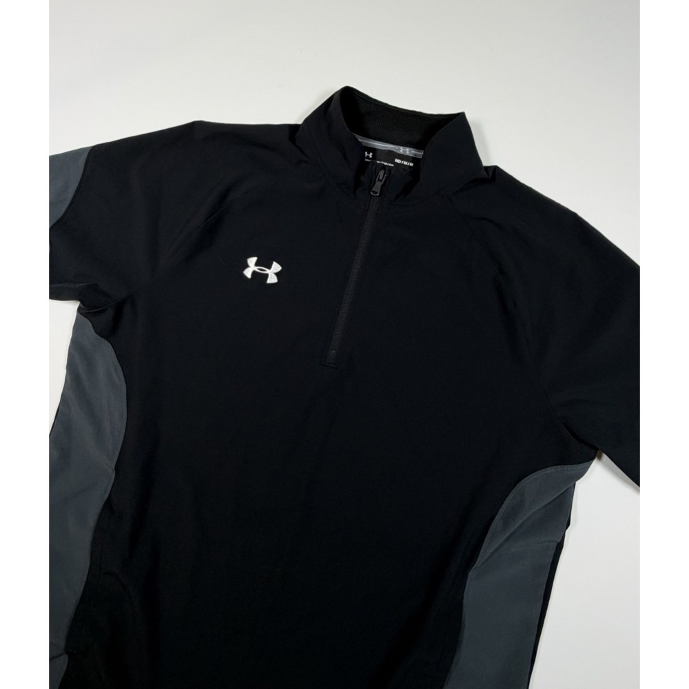 Under Armour UA Motivate Cage Jacket 1/4 Zip Short Sleeve 1351318 Black Size M